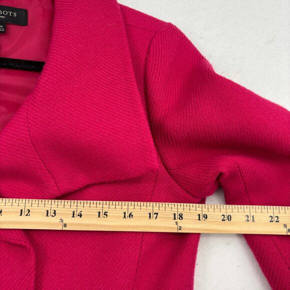 Talbots Moto Blazer Jacket Size 10 Magenta Pink Wool Blend Tweed Texture Lined - Picture 10 of 11